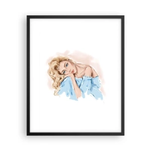 Plakat w czarnej ramie - Rozmarzona w błękicie - 40x50 cm