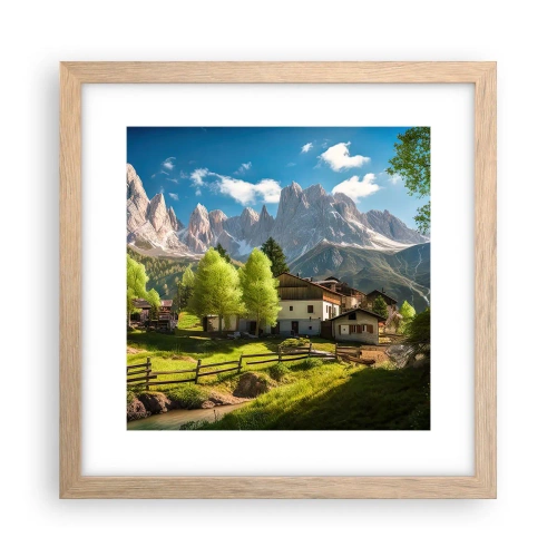 Plakat w ramie jasny dąb - Alpejska sielanka - 30x30 cm