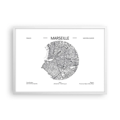 Plakat w białej ramie - Anatomia Marsylii - 70x50 cm