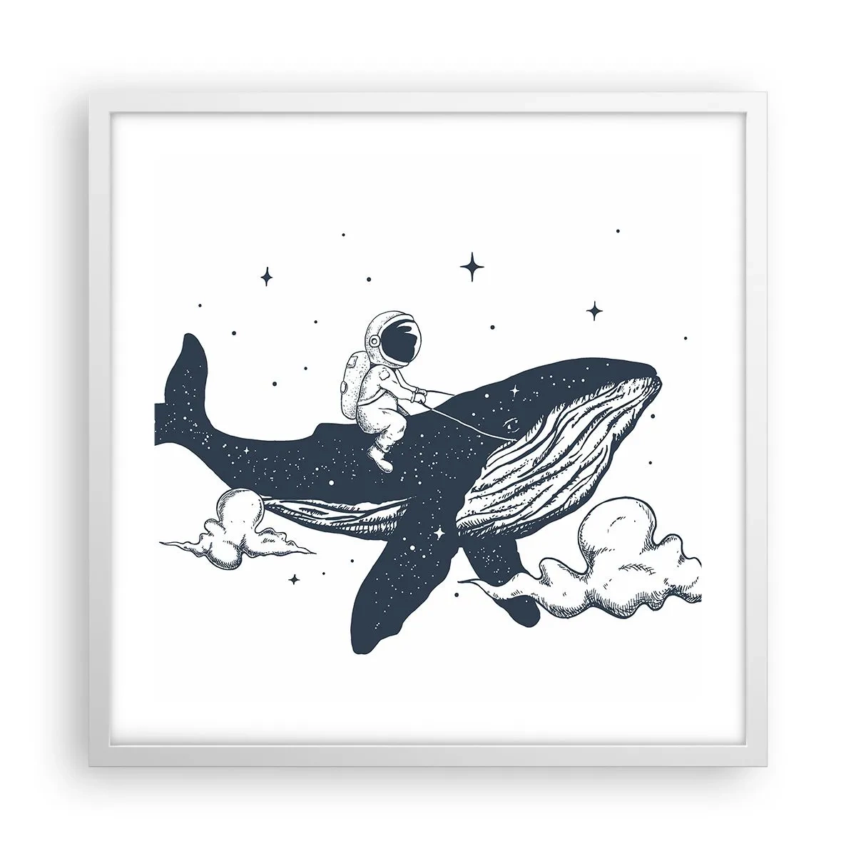 Plakat w białej ramie - Kosmiczna przygoda - 50x50 cm