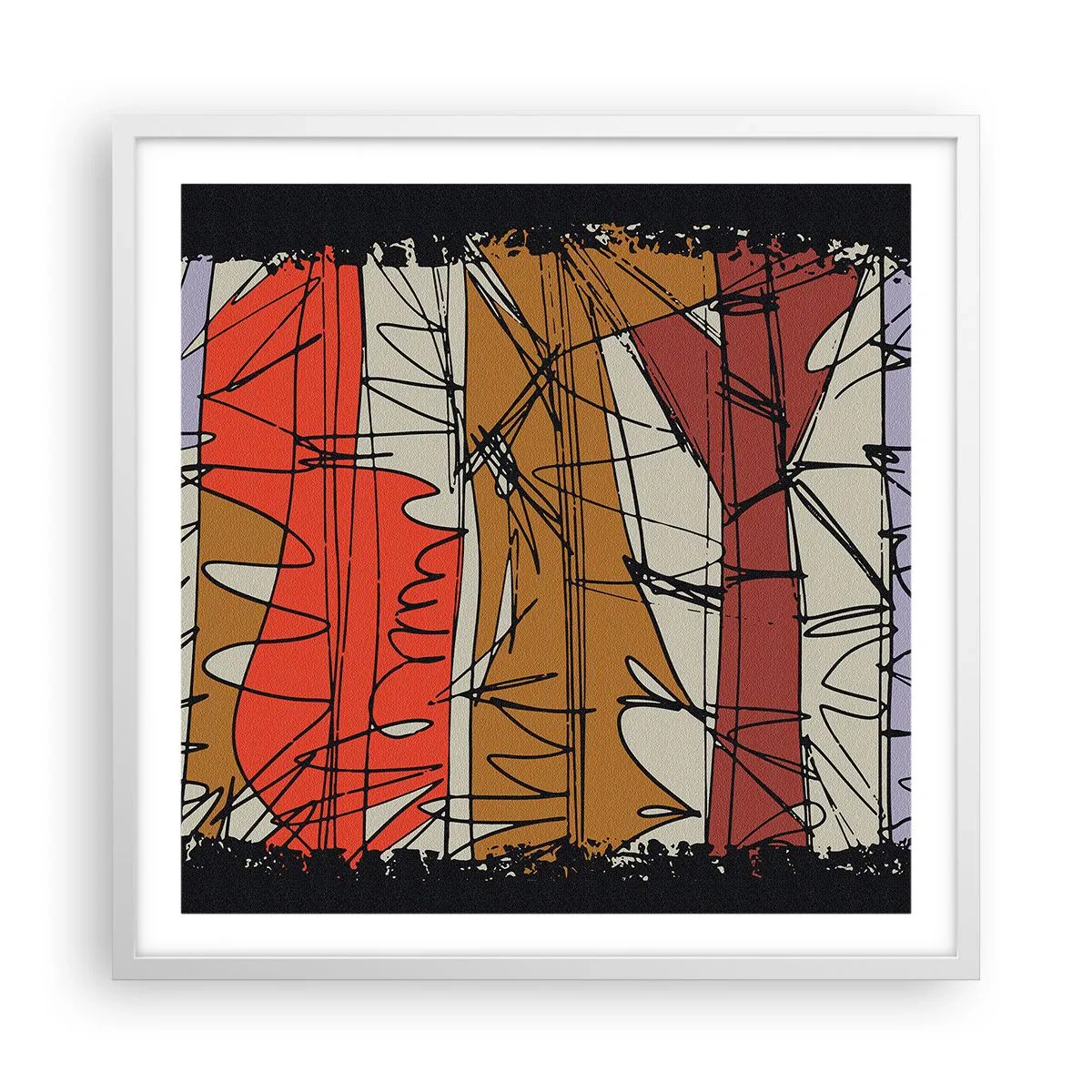 Plakat w białej ramie - Kompozycja spontaniczna - 60x60 cm