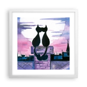 Plakat w białej ramie - Rendez-vous pod księżycem - 40x40 cm