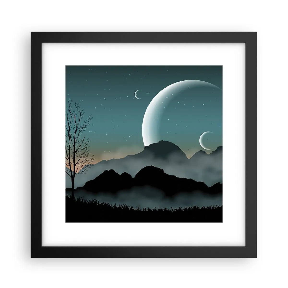Plakat w czarnej ramie - Karnawał gwiaździstej nocy - 30x30 cm