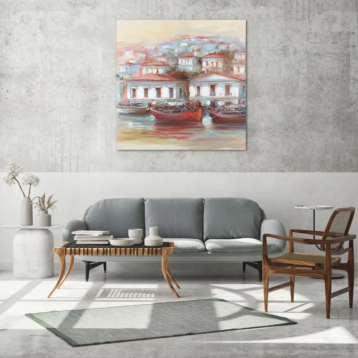 Obraz na szkle - Szczęśliwe miasteczko - 60x60 cm