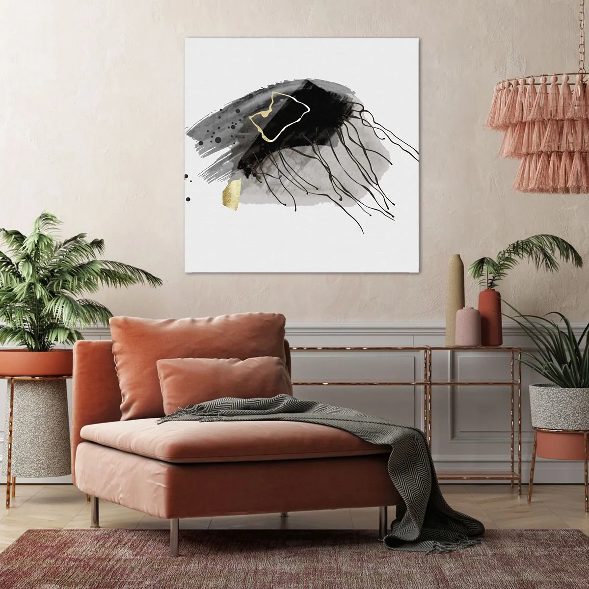 Obraz na płótnie - W czerni i w złocie - 70x70 cm