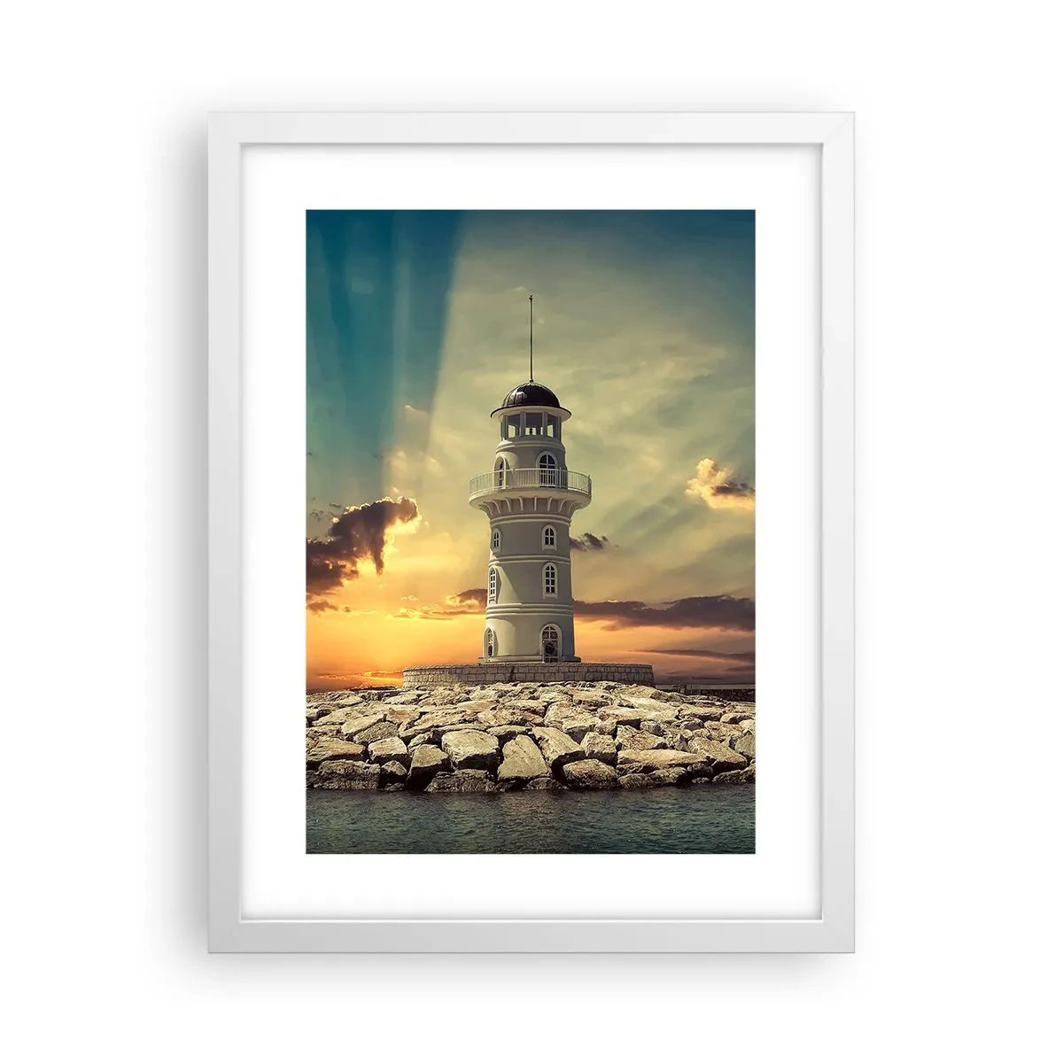 Plakat w białej ramie - Światło - Dobro - Piękno - 30x40 cm