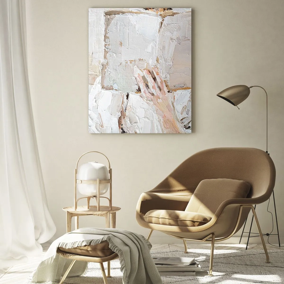 Obraz na szkle - Osoba zatopiona w lekturze książki na jasnym, impresyjnym tle - 50x70cm - W innym świecie - Nowoczesna dekoracja ścienna do salonu, kuchni i sypialni ARTTOR