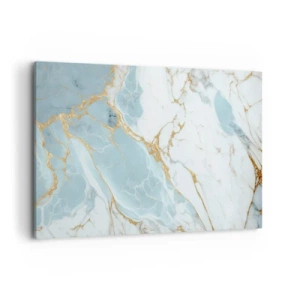 Obraz na płótnie - Błękitno-białe marmurowe wzory z dodatkiem złotych żył - 120x80cm - Bogactwo kamienia - Nowoczesna dekoracja ścienna do salonu, kuchni i sypialni ARTTOR