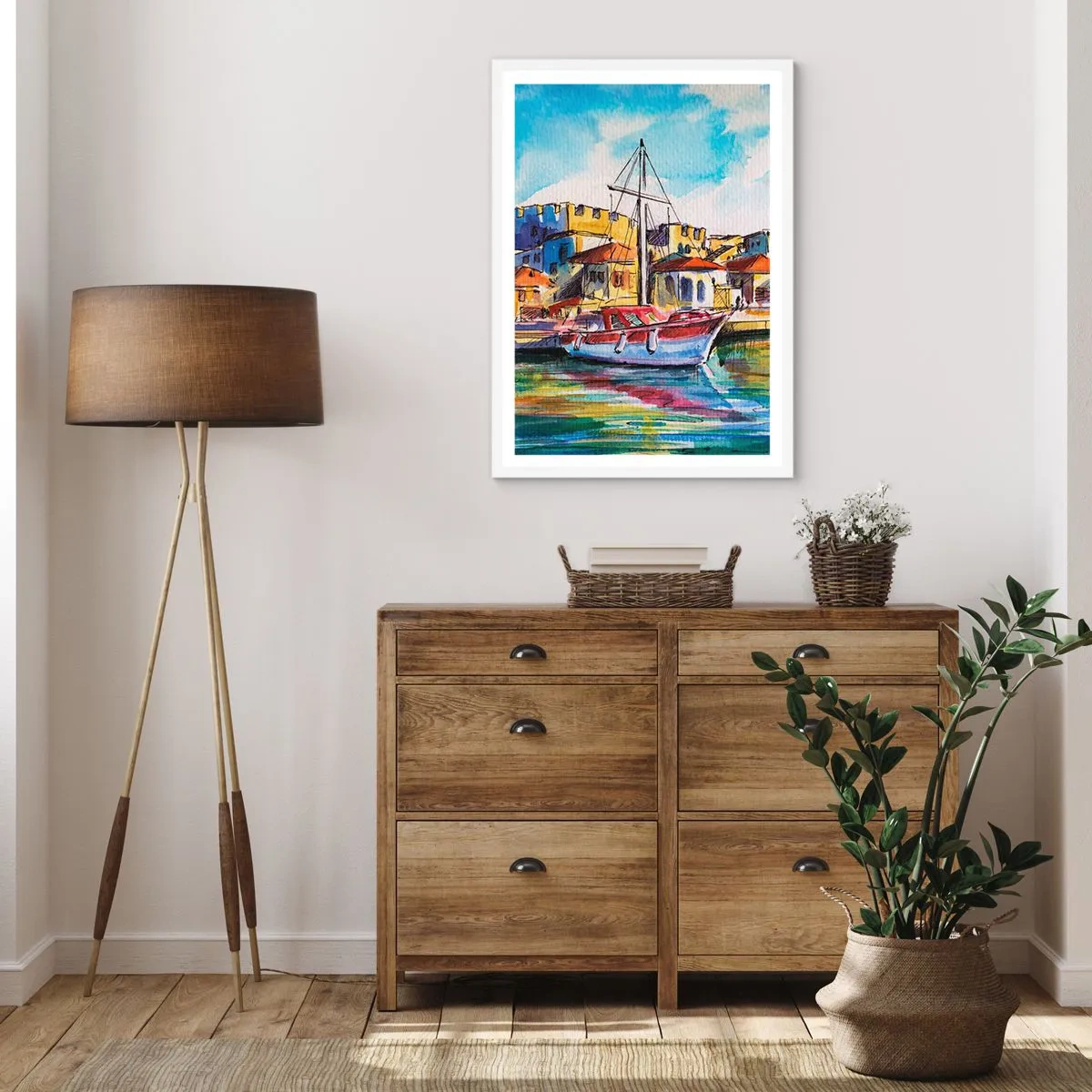 Plakat w białej ramie - Tęczowe popołudnie - 30x40 cm