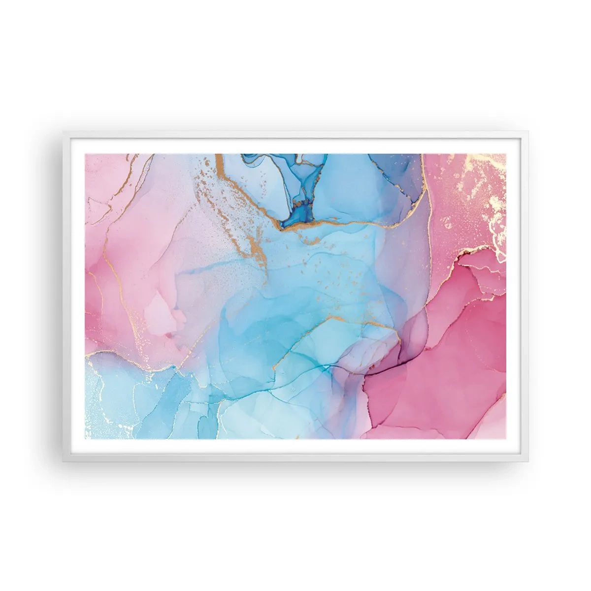 Plakat w białej ramie - Spotkanie i przenikanie - 100x70 cm