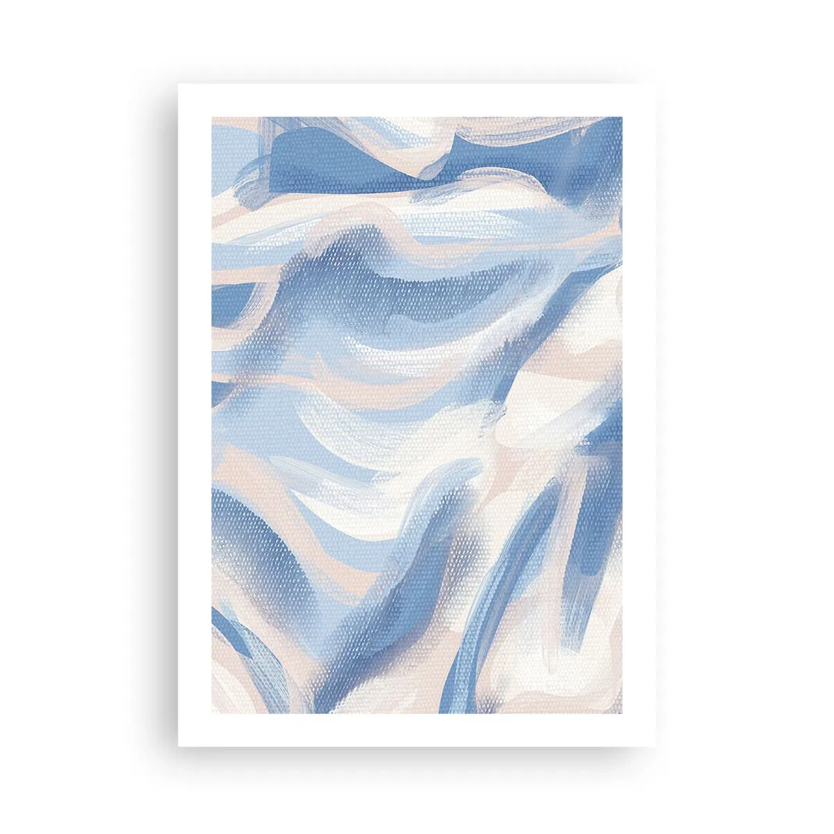 Plakat - Abstrakcyjna fala w odcieniach błękitu i beżu - 50x70cm - Błękitne falowanie - Nowoczesna dekoracja ścienna do salonu, kuchni i sypialni ARTTOR