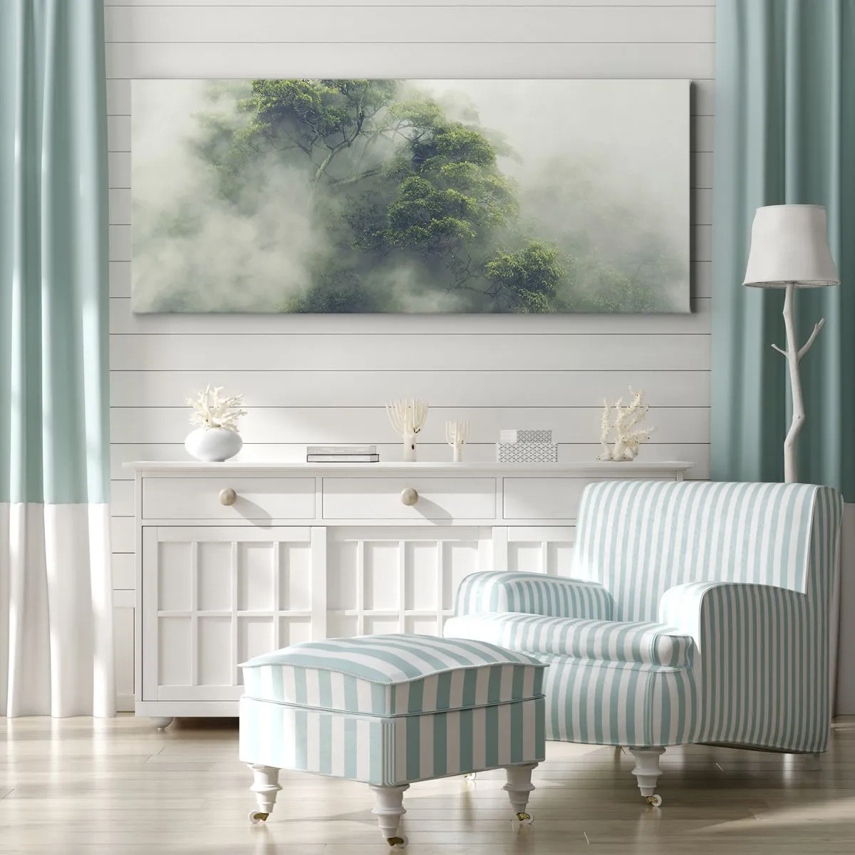 Obraz na płótnie - Otulone mgłą - 100x40 cm