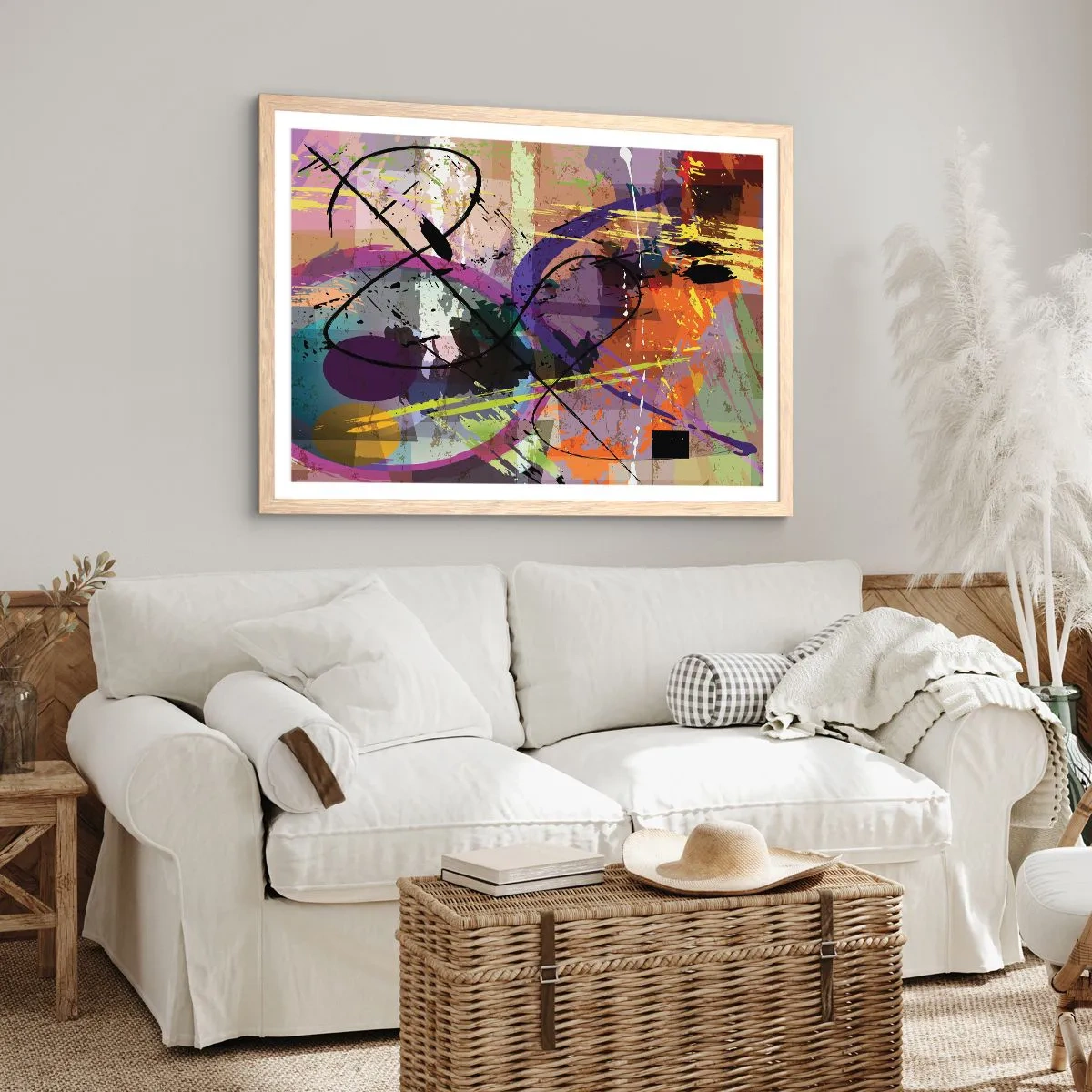 Plakat w ramie jasny dąb - Można wprost lub naokoło - 91x61 cm