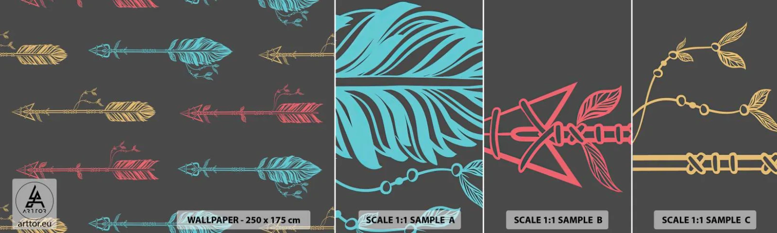 Fototapeta Próbka Standard Eco - W ordynku - Abstrakcja, Boho, Strzała - 100x30 cm