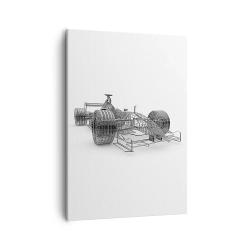 Obraz na płótnie - Model samochodu wyścigowego z drutu na białym tle - 50x70cm - Idealna konstrukcja - idea pędu - Nowoczesna dekoracja ścienna do salonu, kuchni i sypialni ARTTOR