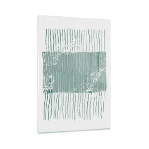 Obraz na szkle - Geometryczny wzór w odcieniach morskiej zieleni i bieli - 70x100cm - Abstrakcja morska - Nowoczesna dekoracja ścienna do salonu i sypialni ARTTOR
