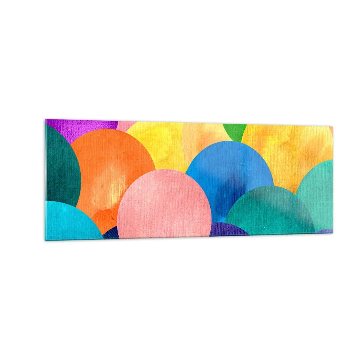 Obraz na szkle - Kolorowe koła w stylu akwareli - 140x50cm - Pierwotna pełnia życia - Nowoczesna dekoracja ścienna do salonu i sypialni ARTTOR