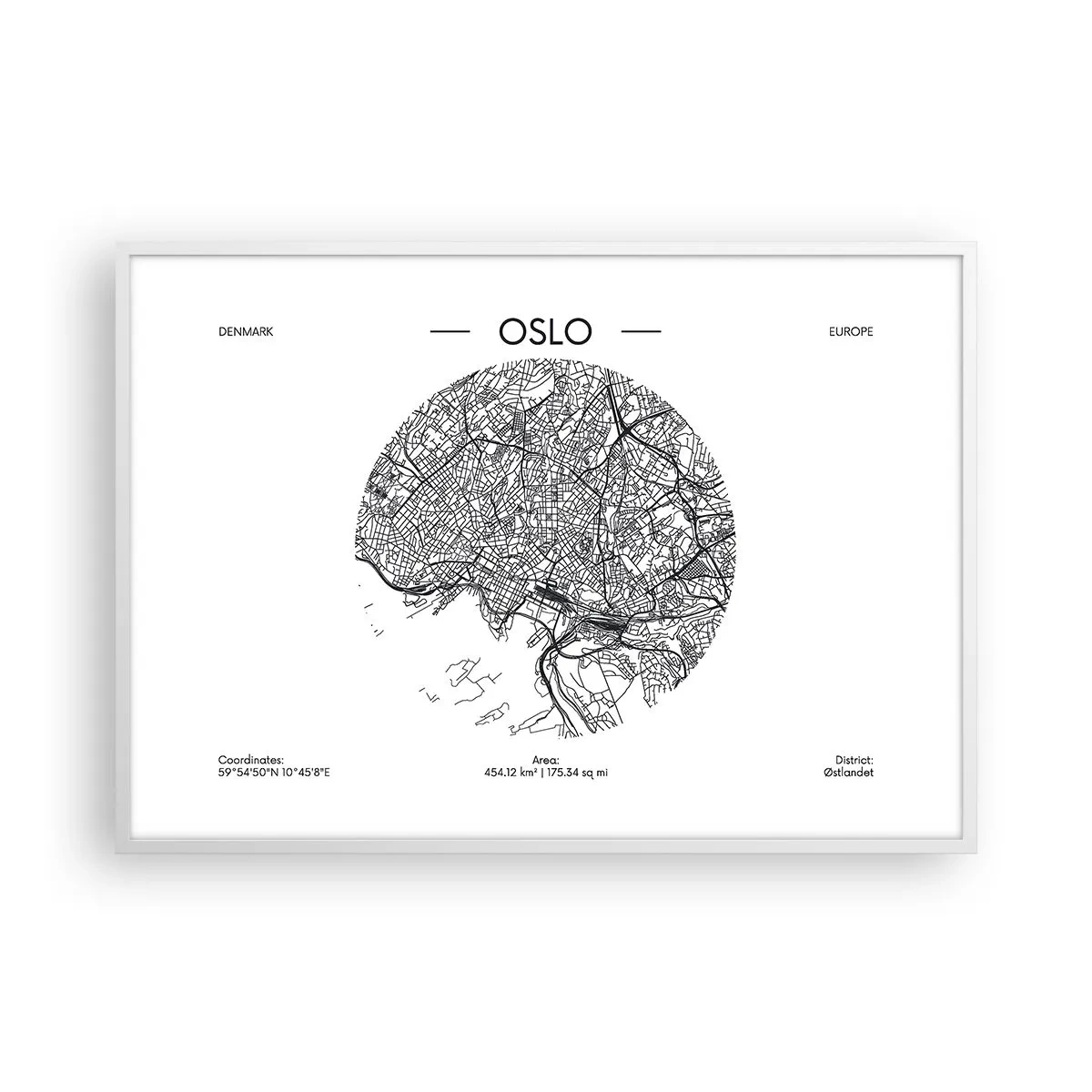 Plakat w białej ramie - Anatomia Oslo - 100x70 cm