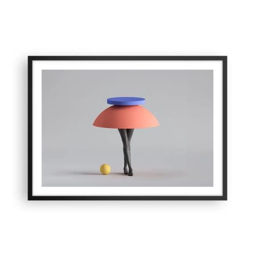 Plakat w czarnej ramie - Abstrakcyjna kompozycja geometryczna z nogami i kulą - 70x50cm - Kompozycja surrealistyczna - Nowoczesna dekoracja ścienna do salonu i sypialni ARTTOR