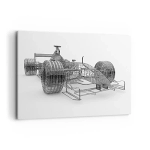Obraz na płótnie - Szkic konstrukcyjny samochodu wyścigowego na jasnym tle - 120x80cm - Idealna konstrukcja - idea pędu - Nowoczesna dekoracja ścienna do salonu, kuchni i sypialni ARTTOR