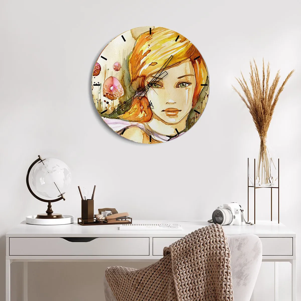 Zegar ścienny - Szmaragdowe spojrzenie, co ucisza gniew - 30x30 cm