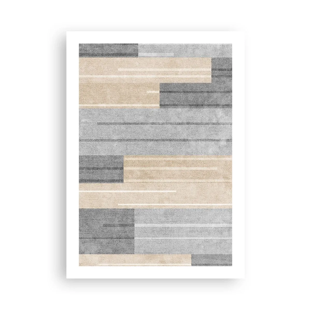 Plakat - Nowoczesna kompozycja geometryczna w odcieniach szarości i beżu - 50x70cm - Kompozycja: trzymać pion - Nowoczesna dekoracja ścienna do salonu, kuchni i sypialni ARTTOR