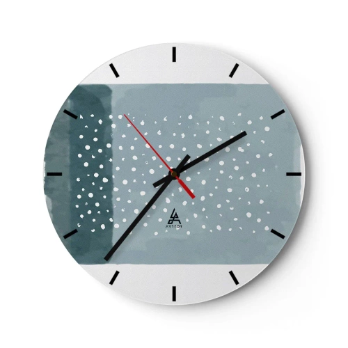 Zegar ścienny - Nowoczesna kompozycja z kropkami na tle odcieni błękitu - 30x30cm - Wyrosłe na błękicie - Nowoczesna dekoracja ścienna do salonu, kuchni i sypialni ARTTOR