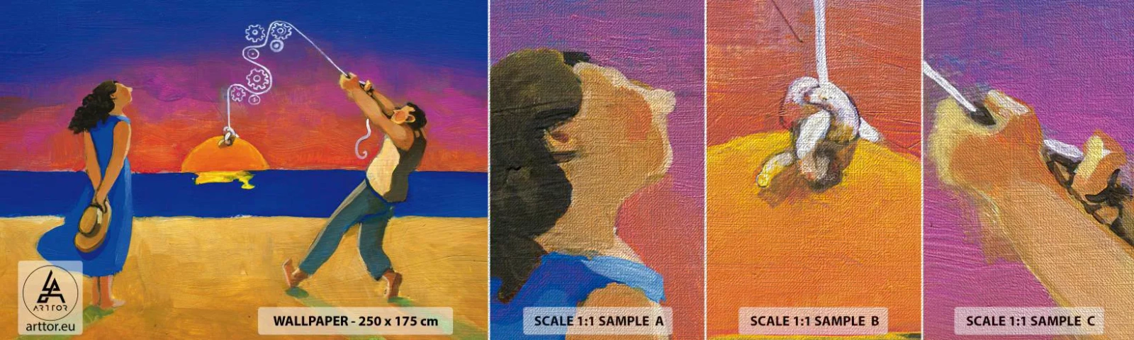 Fototapeta Próbka Premium Canvas - Więcej niż gwiazdka z nieba - Abstrakcja, Kobieta I Mężczyzna, Malarstwo - 100x30 cm