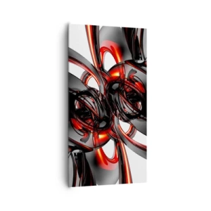 Obraz na płótnie - Ruch w graficie i czerwieni - 65x120 cm