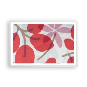 Plakat w białej ramie - Kompozycja kwiatowa w różu - 91x61 cm