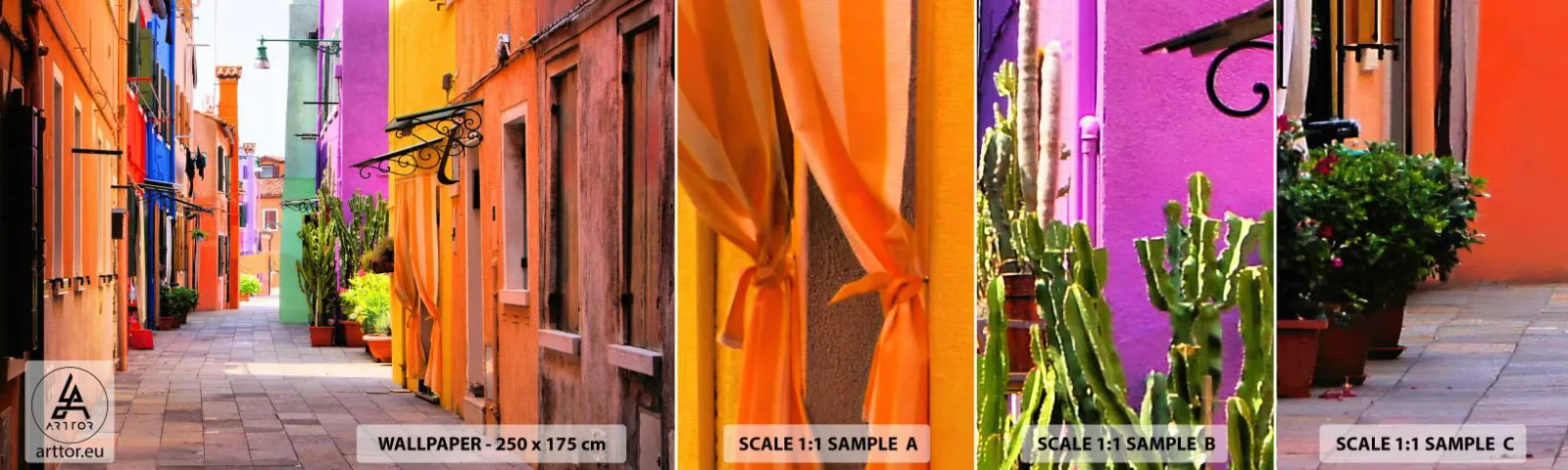 Fototapeta Próbka Standard Eco - Tęczowy zaułek - Miasto, Wenecja, Architektura - 100x30 cm