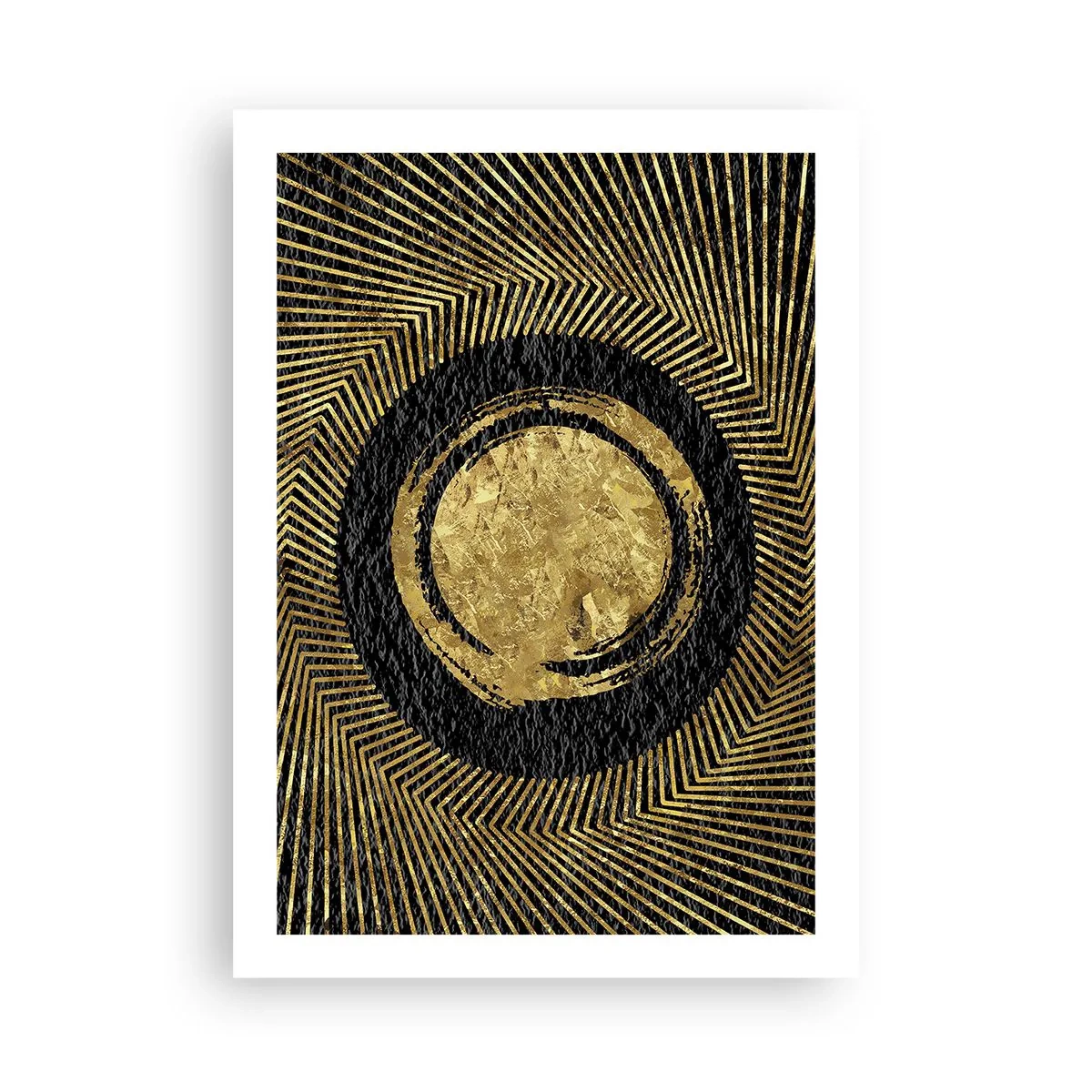 Plakat - Złota geometryczna abstrakcja na czarnym tle - 50x70cm - Kompozycja glamour - Nowoczesna dekoracja ścienna do salonu, kuchni i sypialni ARTTOR