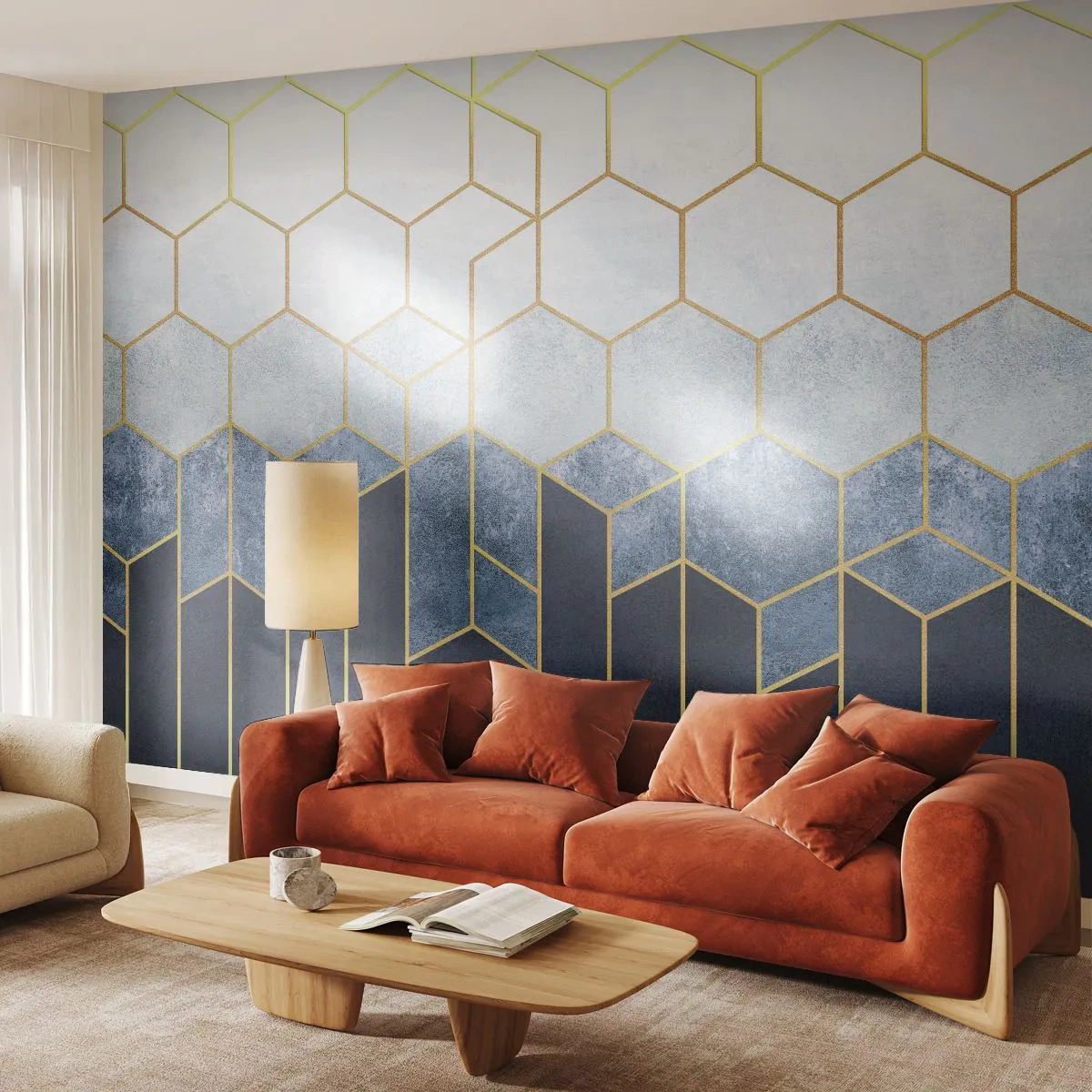 Fototapeta Premium Sand - Kompozycja w synkopowym rytmie - Abstrakcja, Sztuka, Hexagon - 100x70 cm