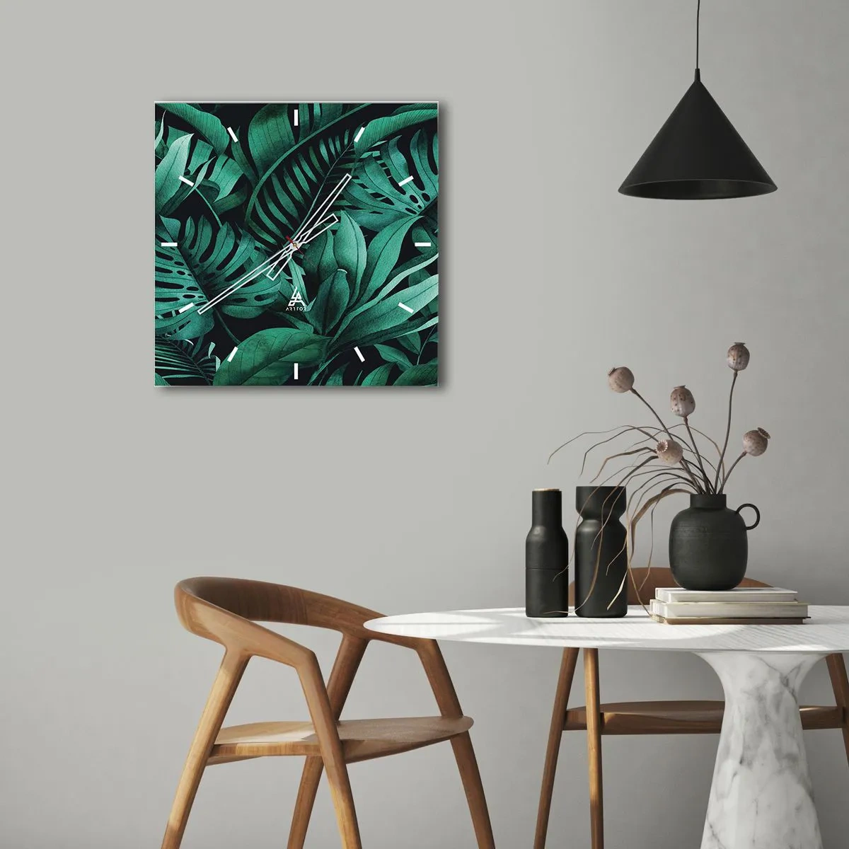 Zegar ścienny - Głębia tropikalnej zieleni - 40x40 cm