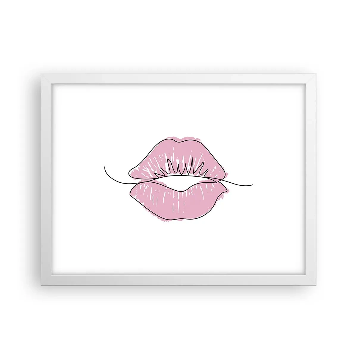 Plakat w białej ramie - Gotowy do pocałunku? - 40x30 cm