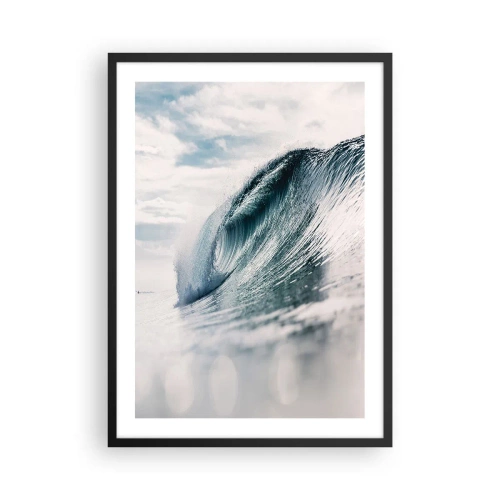Plakat w czarnej ramie - Potężna fala oceaniczna uchwycona w ruchu - 50x70cm - Wodny szczyt - Nowoczesna dekoracja ścienna do salonu i sypialni ARTTOR