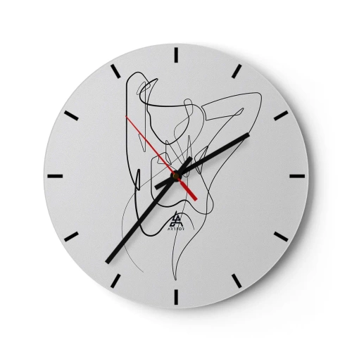 Zegar ścienny - Abstrakcyjna kobieca sylwetka w minimalistycznej kresce - 30x30cm - Naprawdę, jaka jesteś... - Nowoczesna dekoracja ścienna do salonu, kuchni i sypialni ARTTOR