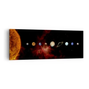 Obraz na płótnie - Układ słoneczny z planetami na tle kosmosu - 140x50cm - Nasza okolica - Nowoczesna dekoracja ścienna do salonu i sypialni ARTTOR