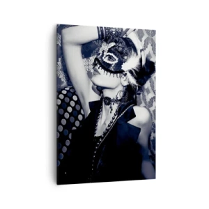 Obraz na płótnie - Kobieta w masce weneckiej na tle ozdobnych wzorów - 70x100cm - Dekoracje, ozdoby, desenie... - Nowoczesna dekoracja ścienna do salonu i sypialni ARTTOR