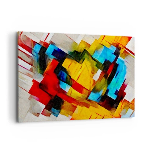 Obraz na płótnie - Abstrakcyjna kompozycja geometryczna w żywych kolorach - 120x80cm - Różnobarwny przekładaniec - Nowoczesna dekoracja ścienna do salonu, kuchni i sypialni ARTTOR