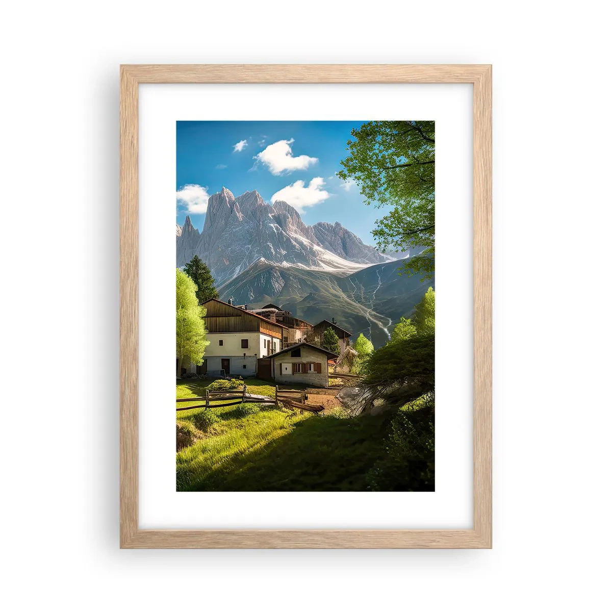 Plakat w ramie jasny dąb - Alpejska sielanka - 30x40 cm