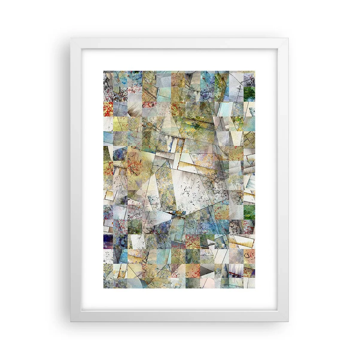 Plakat w białej ramie - Geometryczne przetasowanie - 30x40 cm