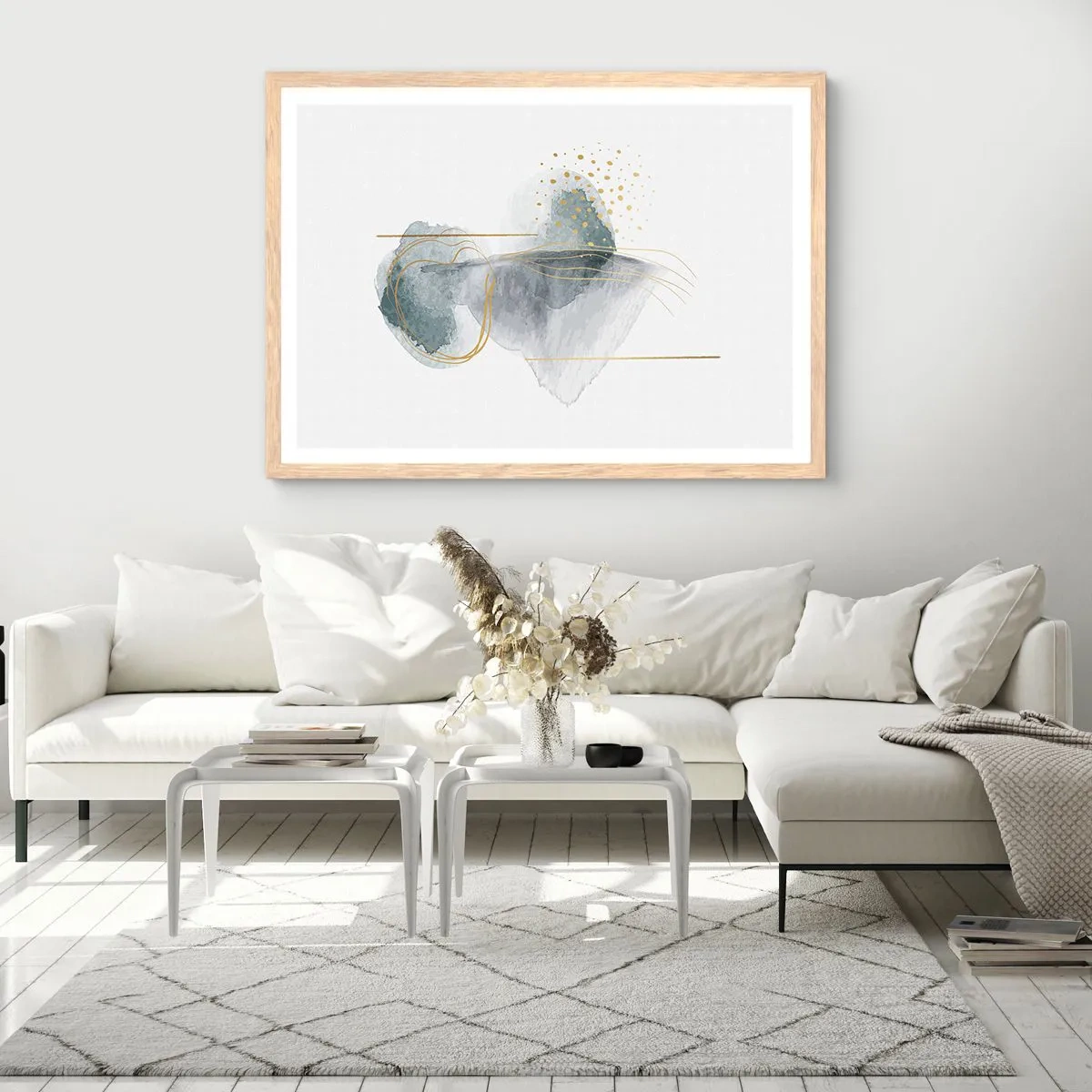 Plakat w ramie jasny dąb - O związkach szarości i złota - 100x70 cm