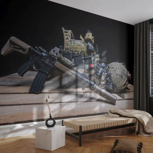 Fototapeta Samoprzylepna Deluxe Sticker - Spocznij! - Militaria, Karabin, Broń - 100x70 cm