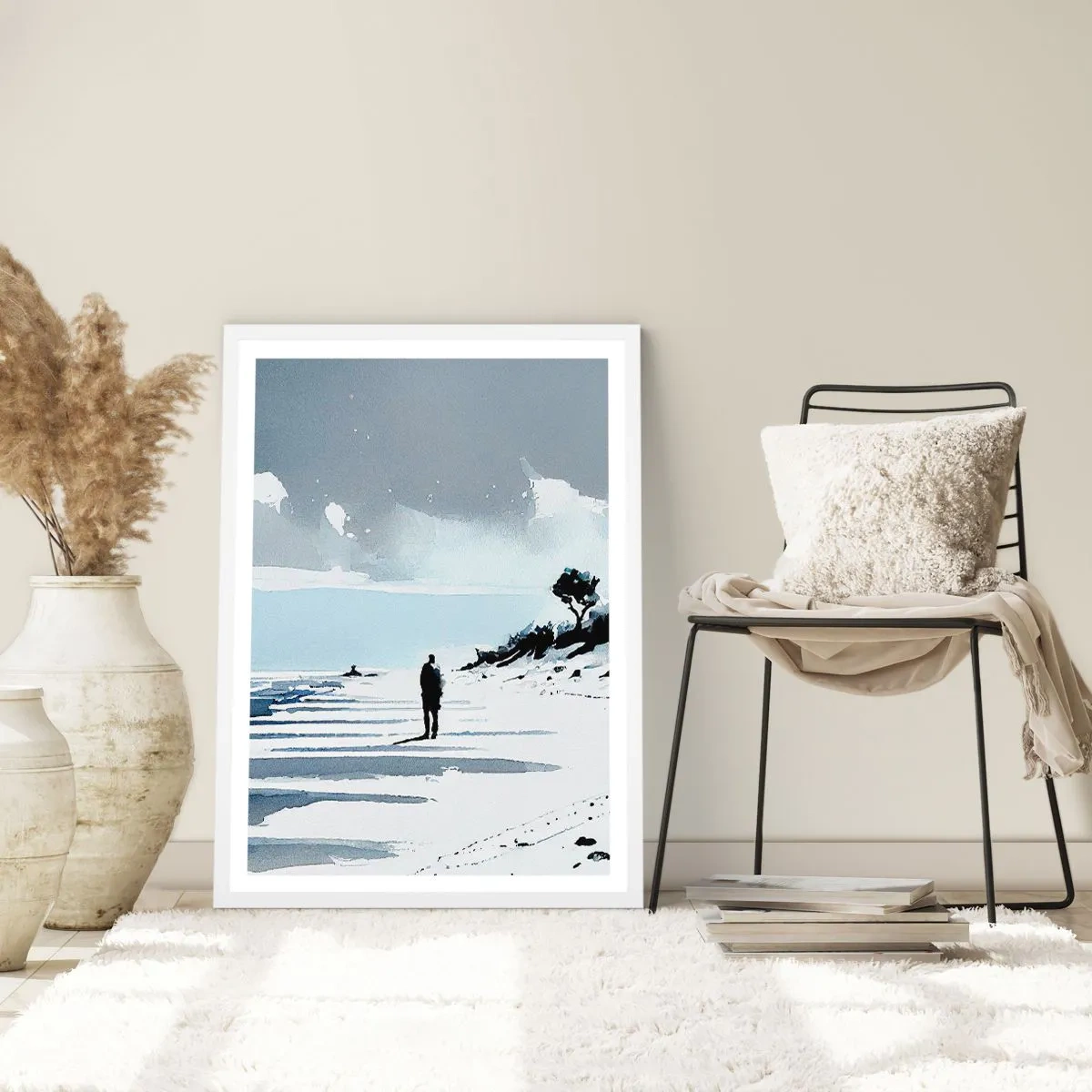 Plakat w białej ramie - Sam na sam - 50x70 cm