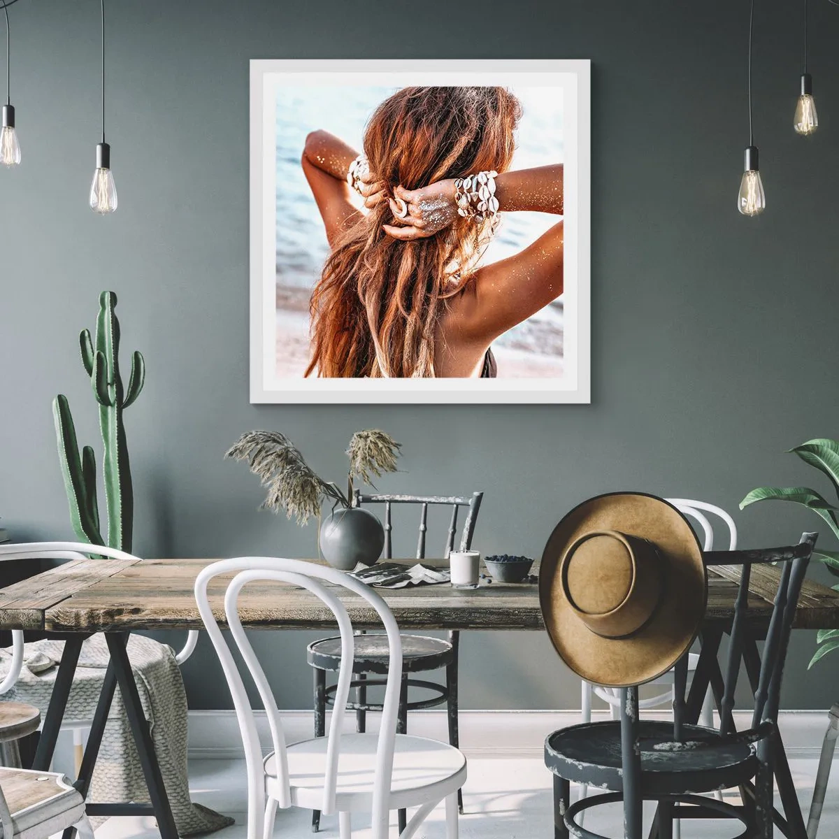 Plakat w białej ramie - Siostra wody i słońca - 60x60 cm