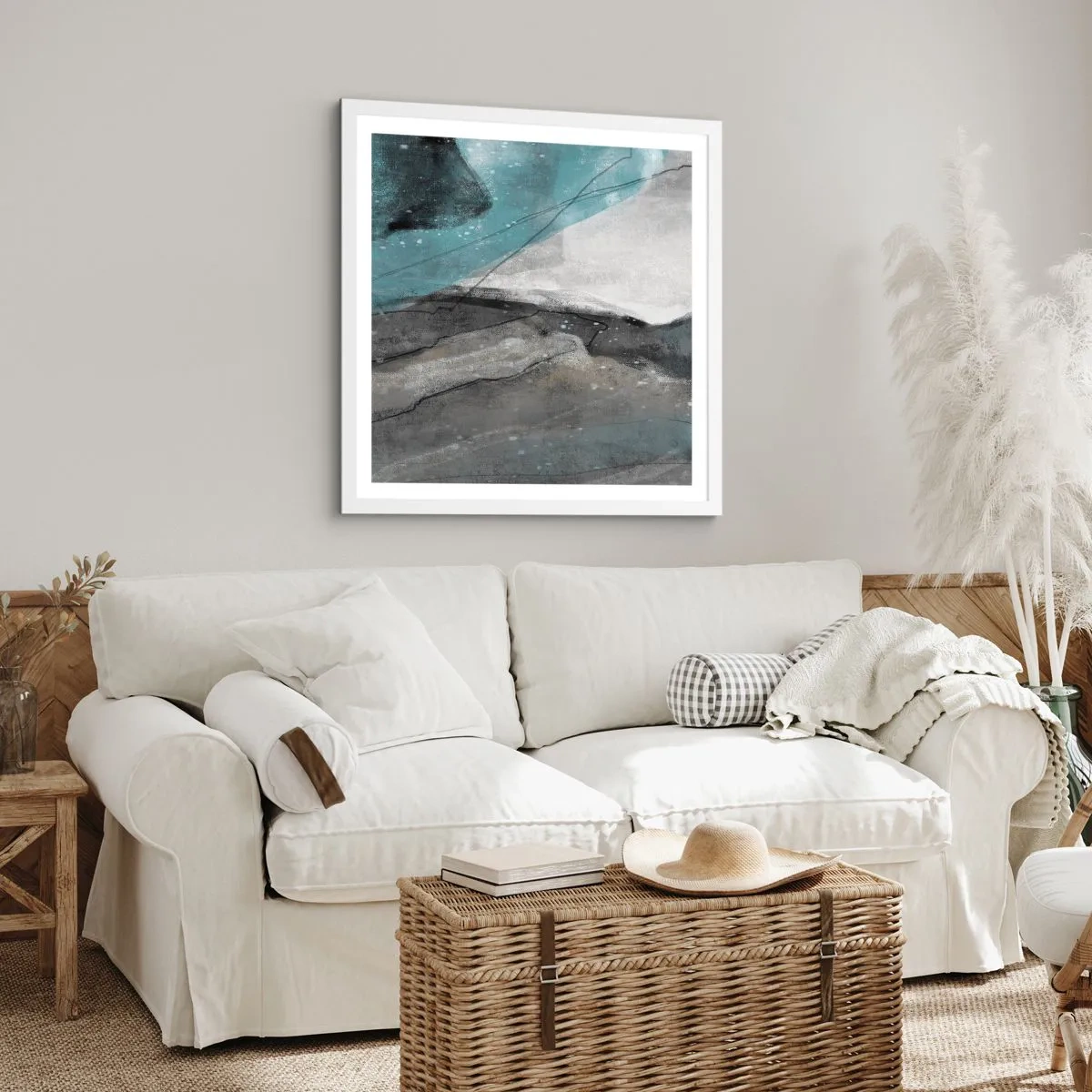 Plakat w białej ramie - Abstrakcja: skały i lód - 30x30 cm