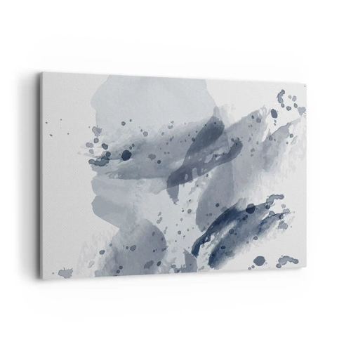 Obraz na płótnie - Abstrakcyjne plamy w odcieniach niebieskiego na jasnym tle - 120x80cm - Studium natury wody - Nowoczesna dekoracja ścienna do salonu, kuchni i sypialni ARTTOR