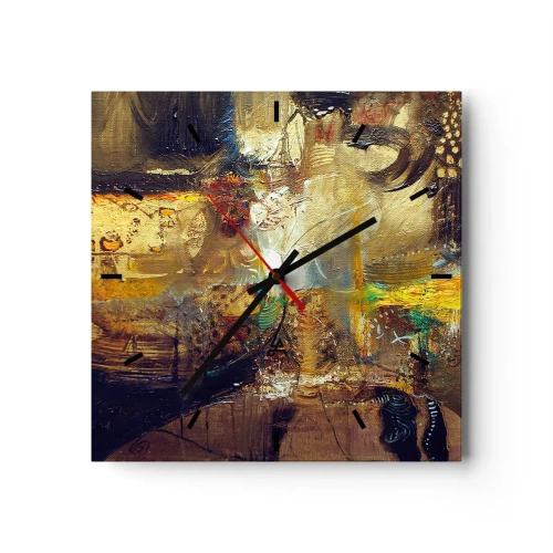 Zegar ścienny - Abstrakcyjna martwa natura w ciepłych barwach - 30x30cm - Zimno, cieplej, gorąco - Nowoczesna dekoracja ścienna do salonu i sypialni ARTTOR