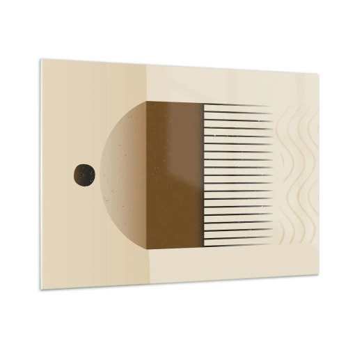 Obraz na szkle - Beżowo-brązowa abstrakcja z geometrycznymi formami i liniami - 100x70cm - Różne stany - Nowoczesna dekoracja ścienna do salonu, kuchni i sypialni ARTTOR